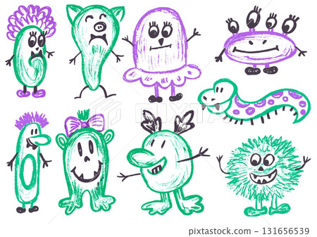 Children's drawing with wax crayons, pastels 131656539