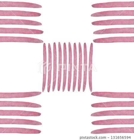 Vertical and horizontal short pink lines forming squares. Checkered print. Abstract seamless watercolor pattern. Ideal for kitchen textiles and wallpaper, tablecloths and scarves Vertical and horizontal short pink lines forming squares. Checkered print. Abstract seamless watercolor pattern. Ideal for kitchen textiles and wallpaper, tablecloths and scarves 131656594
