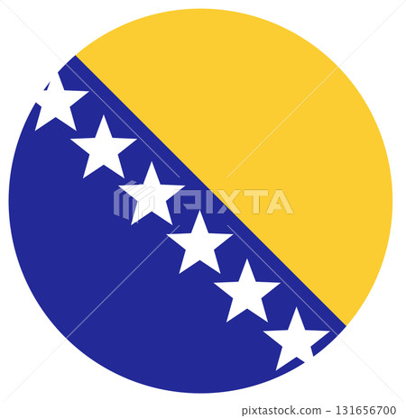Round flag of Bosnia and Herzegovina isolated in circle shape. Round flag of Bosnia and Herzegovina isolated in circle shape. 131656700
