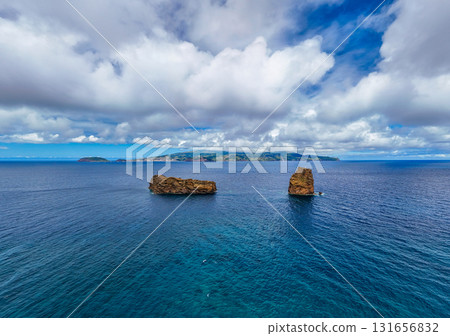 Faial Island, Sea Stacks. Azores. Portugal. Aerial View Faial Island, Sea Stacks. Azores. Portugal. Aerial View 131656832