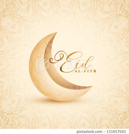 eid al fitr festive greeting background with 3d style crescent 131657083