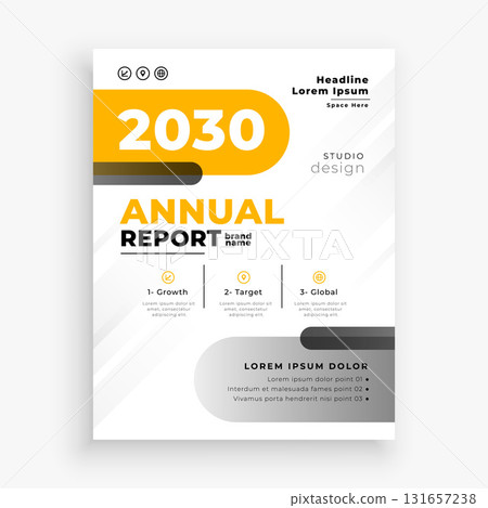 a4 annual report cover page layout with yellow theme 131657238