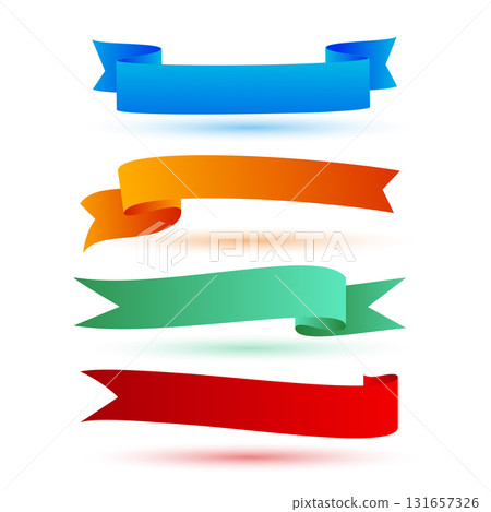 set of realistic ribbon band element banner design 131657326