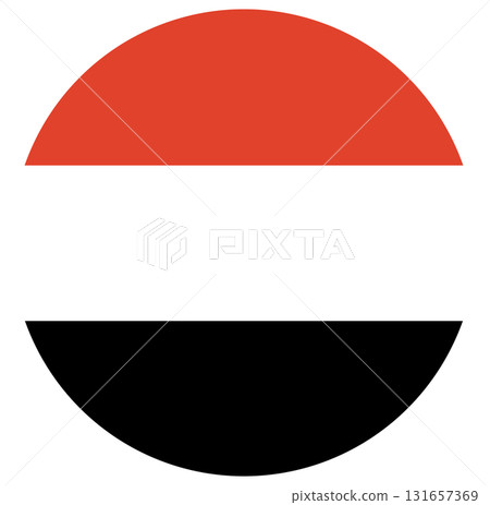 Round flag of Yemen isolated in circle shape Round flag of Yemen isolated in circle shape 131657369