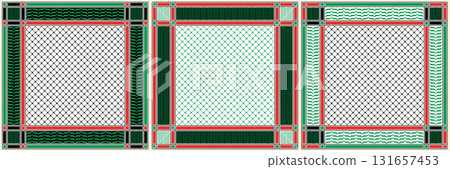 Keffiyeh pattern designs with the colors of the Palestinian flag. Vector illustration scarf 131657453