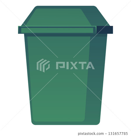 Green trash can with closed lid, waste storage and recycling. Green trash can with closed lid, waste storage and recycling. 131657785