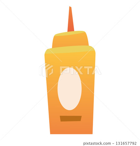 Plastic bottle for sauce or mustard, with a spout, yellow color. 131657792