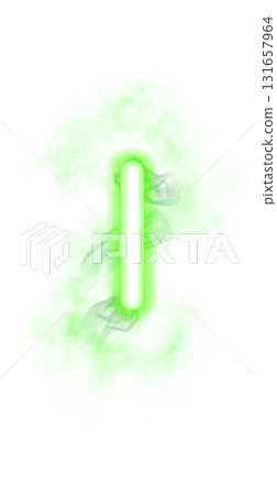 Glowing green vertical bar resembling neon indicator with smoke effect isolated on transparent background modern template mockup 131657964