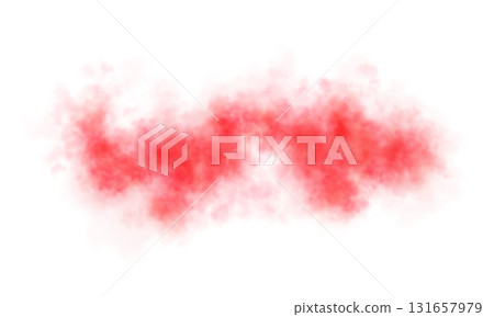 Red smoke cloud on transparent background mockup template for overlay effects, atmospheric visuals or cinematic compositions 131657979