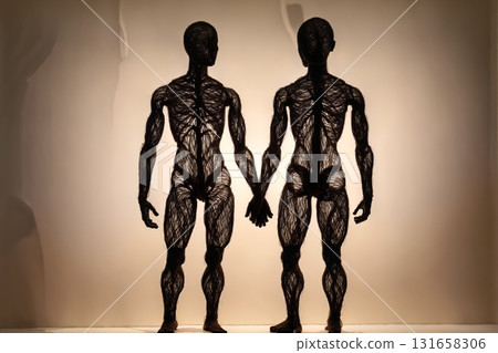 Two knitted human figures - craft art that expresses life and connection 131658306