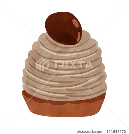 Brown Mont Blanc watercolor hand-drawn illustration 131658370