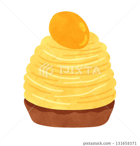 Yellow Mont Blanc watercolor hand-drawn illustration 131658371