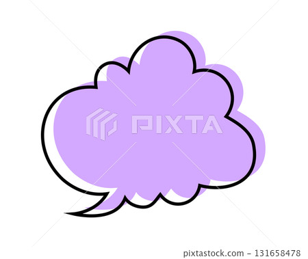 Cute speech cloud template. Empty dialogue balloon, text box, speaking frame, message tag, idea label, thought sticker isolated on white background. Vector illustration 131658478