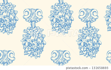 Hand drawing seamless pattern vintage design element vector 131658693