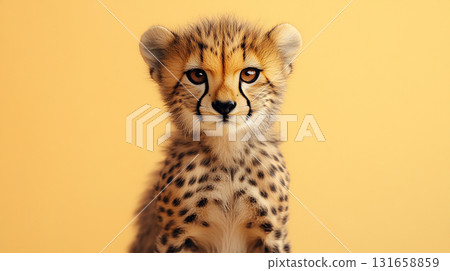 Cheetah cub in wildlife setting, a cute big cat in nature, predator with spotted fur Cheetah cub in wildlife setting, a cute big cat in nature, predator with spotted fur 131658859