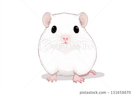 Cute white rodent illustration of a small fluffy mouse and adorable tiny furry cartoon animal 131658870