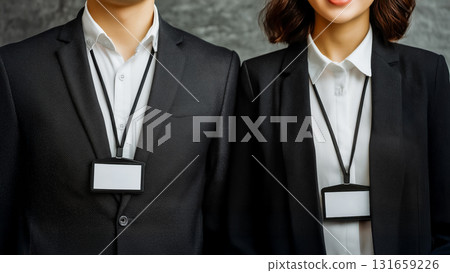 脖子上掛著身分證的商務人士 脖子上掛著身分證的商務人士 131659226