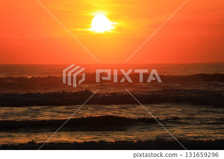 Sunrise scenery from Kujukuri beach 131659296