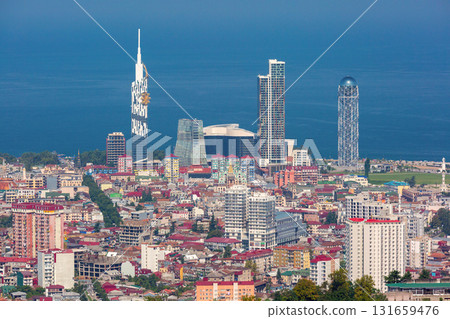 Aerial cityscape of Batumi with coastline in Batumi Georgia 131659476