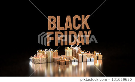 The Black Friday and Gift box  for Shopping concept 3d Rendering. 131659650