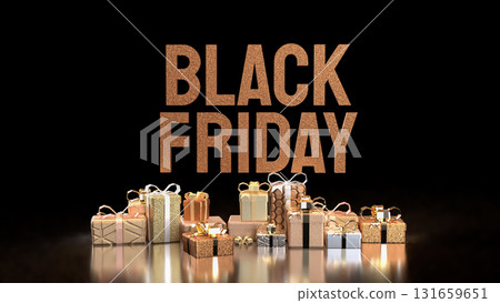 The Black Friday and Gift box  for Shopping concept 3d Rendering. 131659651