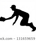 Silhouette image of a baseball player making a diving catch Silhouette image of a baseball player making a diving catch 131659659