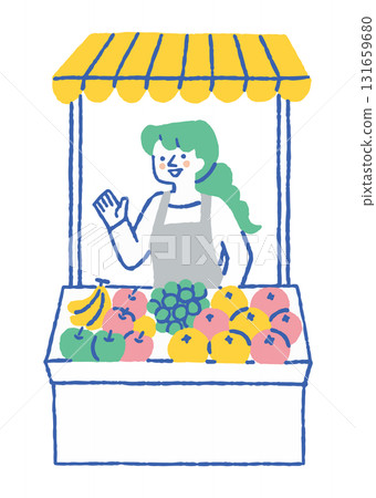 Woman selling fruit at the market_Color Woman selling fruit at the market_Color 131659680