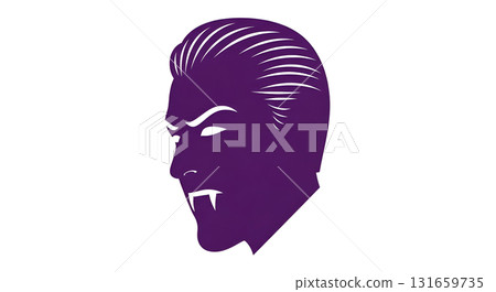 A Beautifully Stylized Illustration Featuring a Vampire Silhouette Emphasized by the Color Purple 131659735