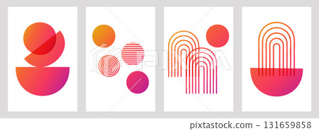Geometric Abstract modern design a color gradient. Bright multicolored gradients trendy typography for poster print cover or flyer. Vector illustration. 131659858