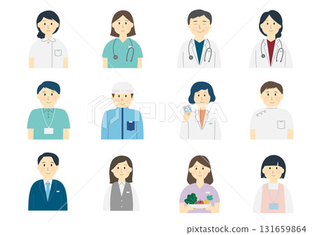 Illustration set of people involved in medical work 131659864
