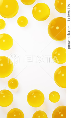 Multiple yellow spheres on a white background. Background material. Copy space. 3D (portrait) Multiple yellow spheres on a white background. Background material. Copy space. 3D (portrait) 131660119