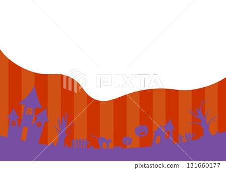 Simple pop orange purple Halloween background frame, horizontal illustration with lines, copy space, vector Simple pop orange purple Halloween background frame, horizontal illustration with lines, copy space, vector 131660177