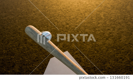 從打者的角度看,用棒球棒擊打棒球時變形的棒球 從打者的角度看,用棒球棒擊打棒球時變形的棒球 131660191