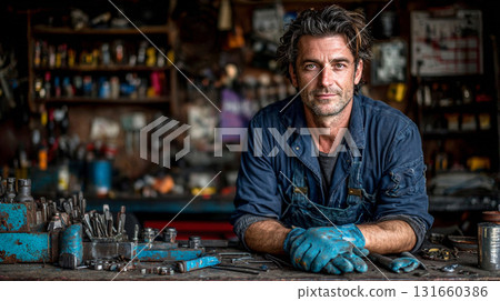 Car mechanic in the workshop 131660386