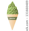 Illustration of matcha flavored soft serve ice cream 131660489
