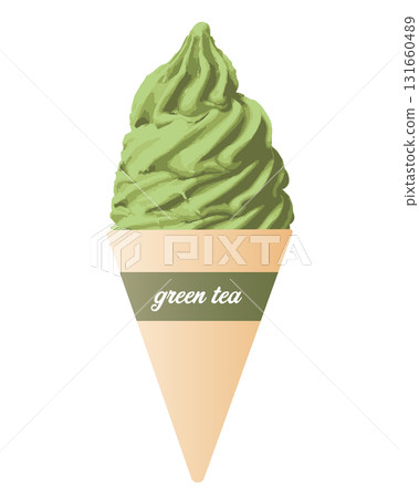 Illustration of matcha flavored soft serve ice cream Illustration of matcha flavored soft serve ice cream 131660489