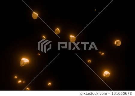 黑色背景上有許多漂浮的岩石 黑色背景上有許多漂浮的岩石 131660678