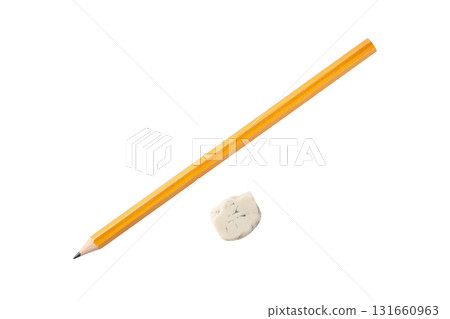 Pencil and eraser on transparent background (png) 131660963