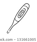Electronic thermometer hand drawn, modern digital thermometer 131661005