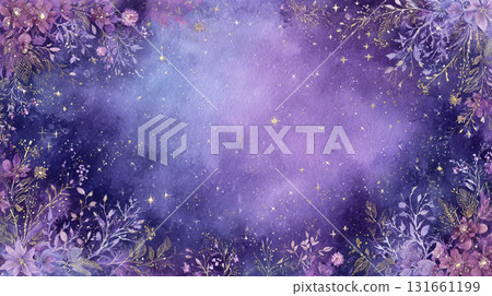 紫色和金色的奇幻花卉星系背景 紫色和金色的奇幻花卉星系背景 131661199