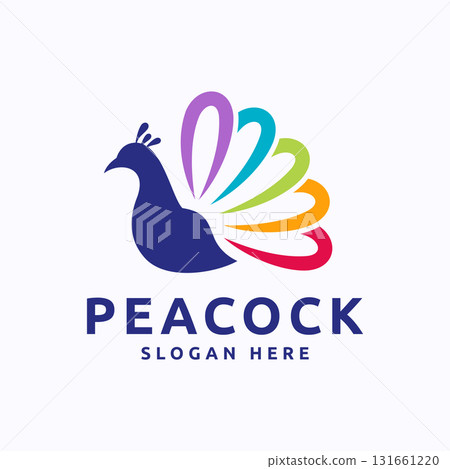 Colorful Peacock Logo Vector. Indian bird icon. Simple peacock design template. Colorful Peacock Logo Vector. Indian bird icon. Simple peacock design template. 131661220