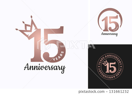 15 Years Anniversary Celebration Logo Vector. Anniversary design concept isolated on white background. 131661232