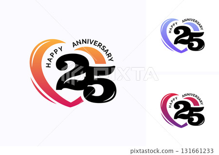 25th Anniversary Logo Vector. 25 years of success marriage logo design template. 131661233