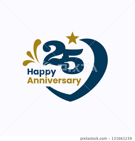 25th Anniversary Logo Vector. 25 years of success marriage logo design template. 25th Anniversary Logo Vector. 25 years of success marriage logo design template. 131661239