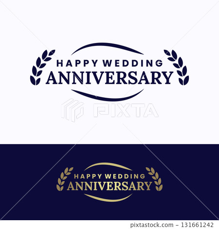 Happy Anniversary Celebration Logo Vector. Beautiful greeting banner poster illustration isolated on white background. 131661242