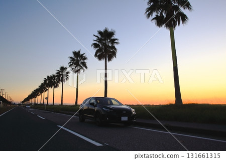 Car at dusk 131661315