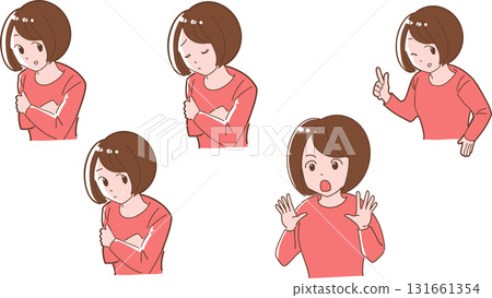 各種姿勢的婦女 131661354