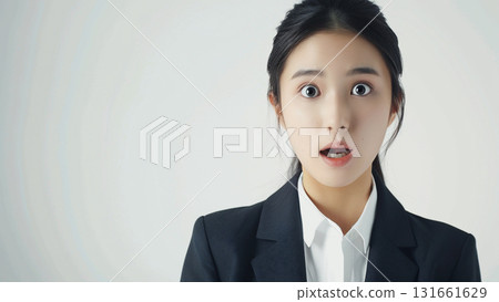 Office worker with a surprised expression, Japanese woman Office worker with a surprised expression, Japanese woman 131661629