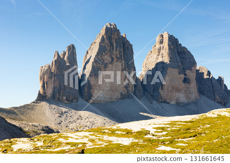 Picturesque view of Three peaks of Lavaredo situated in Italy Picturesque view of Three peaks of Lavaredo situated in Italy 131661645