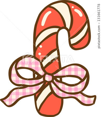 Gingham Christmas Red Candy Cane with Plaid Pink Bow Hand Drawn, Coquette Preppy Christmas Gingham Christmas Red Candy Cane with Plaid Pink Bow Hand Drawn, Coquette Preppy Christmas 131661778